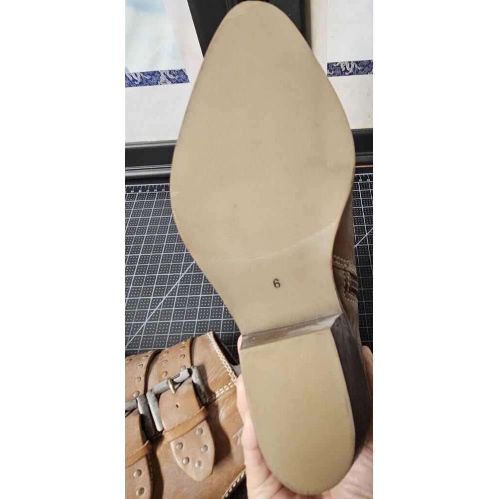ROAN by BED STUD ville tan‎ white ankle boots US size 6M stud buckles zipper - Picture 13 of 16